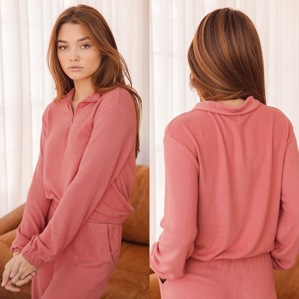 Lulus | Coming Home Terracotta Quarter-Zip Pullover Sweatshirt